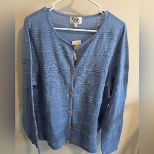 C&K Women's Blue Button Up Cardigan XL NEW with Tags Long Sleeve Y2K 90s Style